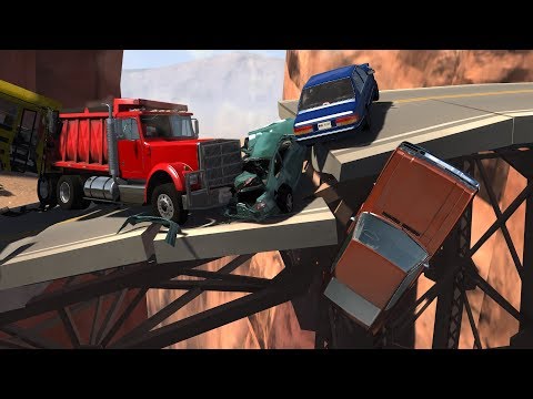 Collapsing Bridge Pileup Crash | BeamNG.drive