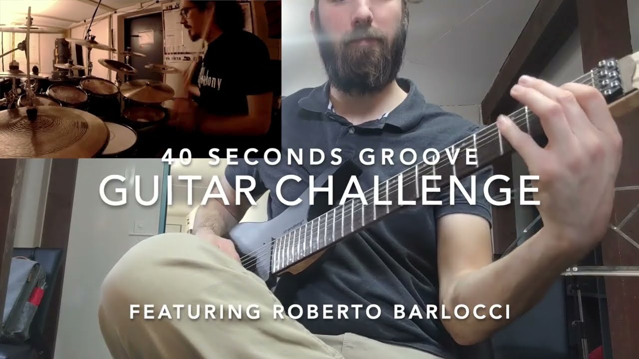Roberto Barlocci playing electric guitar over a solo drumbeat for the 40 Seconds Guitar Challenge