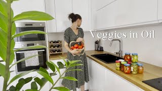 Slow Living in Italy: Preparing Traditional Eggplants, Zucchini, and Cherry Tomatoes in Oil