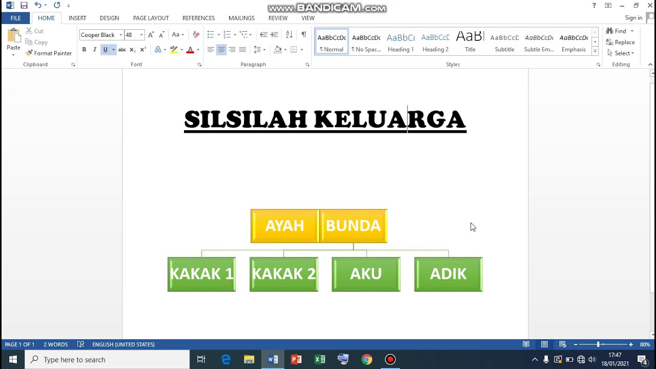 Membuat silsilah keluarga menggunakan SmartArt