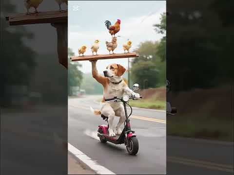Smart dog playing scooting 🐕🐶🐕🐕