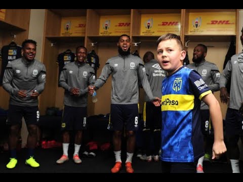 Youngest coach in the world Mateo Manousakis motivates Cape Town City Football Club before the match