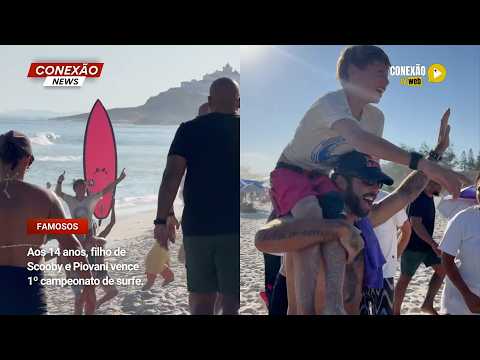 Vídeo: Aos 14 anos, filho de Scooby e Piovani vence 1º campeonato de surfe.