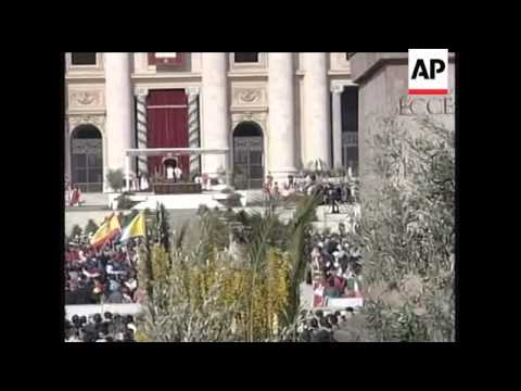 Pope Benedict is using the occasion of Palm Sunday to demand urgent action to stop the "unscrupulous