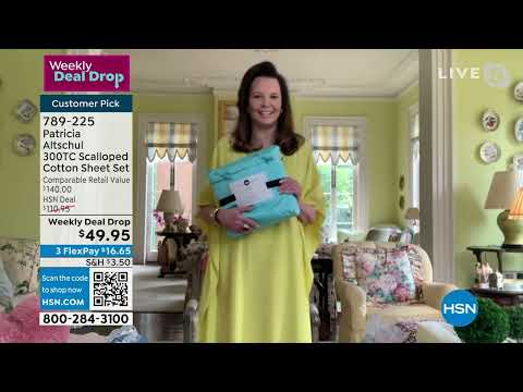 Patricia Altschul 300TC Scalloped 100% Baumwolle 4-teiliges Sieb...