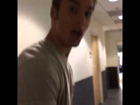 Austin North, Piper Curda and Sarah Gilman pranking on Peyton Clark on IDDI set