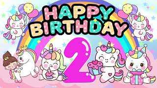 1 HOUR happy 2nd birthday unicorn theme background | happy birthday song