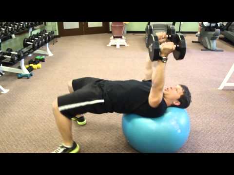 Dumbbell Stability Ball Skull Crushers