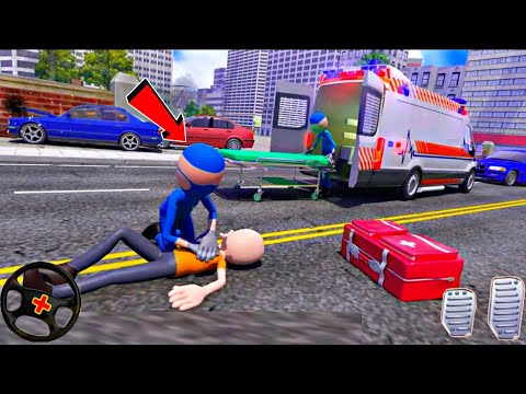 Stickman Ambulance Rofftop Jumping  Stunts #1 - Free Car Driving Game - Android Gameplay