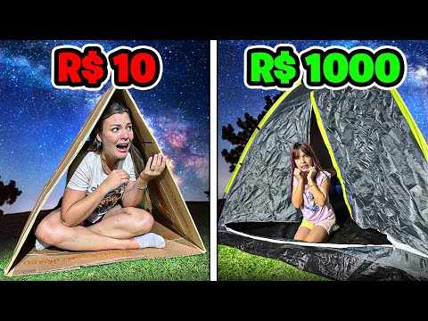 SOBREVIVI 24 HORAS EM UM ACAMPAMENTO EXTREMO de R$10, R$100 ou R$1000