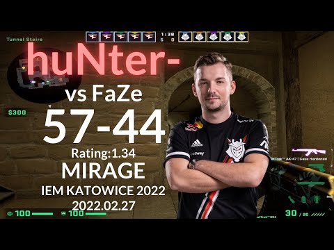 G2 huNter (57-44) vs FaZe (MIRAGE) @ IEM KATOWICE 2022 2022.02.27 | LIM-CSGO POV