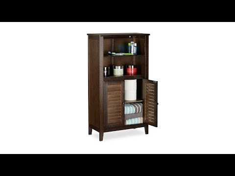 Armoire de salle de bain sur pied LAMELL Marron - Argenté - Bambou - 26 x 92 x 50 cm