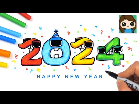 How to Draw 2024 Happy New Year 🎉 Number Lore