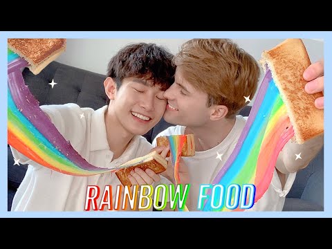 挑戰做彩虹食物（Rainbow Food Challenge ? Pride Giveaway | Danny and Aaron [KOR, ESP SUB]）