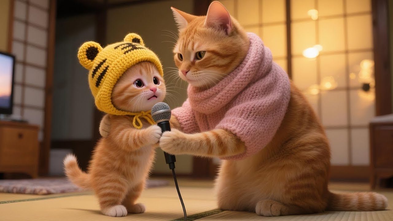 A Kitten Dreams of Singing, and Mama Cat Turns His Wish into Reality 🎤💖🐱