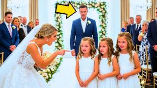 MILIONÁRIO VIÚVO CHEGOU MAIS CEDO AO CASAMENTO PARA TESTAR SUA NOIVA E AS TRIGÊMEAS... ELE A FEZ...