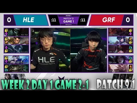 HLE vs GRF Game 1 | W2D1 LCK 2019 Spring | Hanwha Life Esports vs Griffin - Patch 9.1