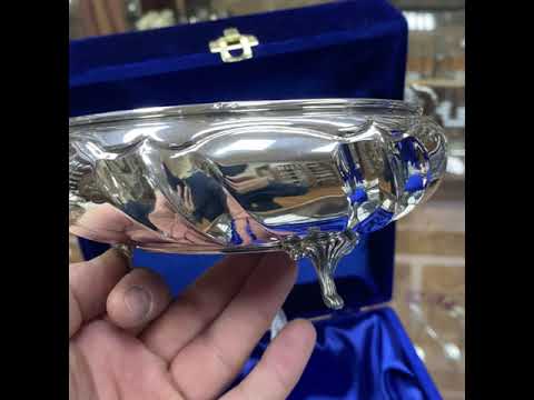 Конфетница из серебра на ножках Глянец, КФ200
