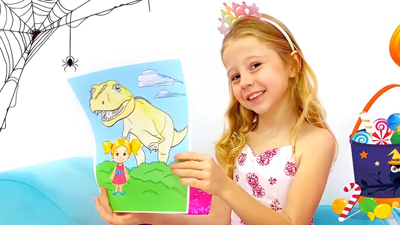 Настя рисует живые картины. Nastya draws pictures that come to life