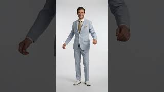 Men’s Navy Blue Pinstripe Seersucker 2 Piece Summer Suit, Lightweight Wedding and Beach Suit video