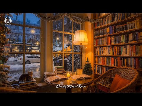 Winter Book Café Jazz Ambience — Snowy Night Café Sounds for Study & Focus
