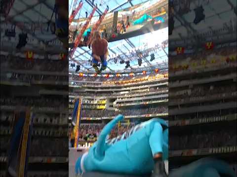 Logan Paul frog splash to KSI the PRIME bottle! #wrestlemania