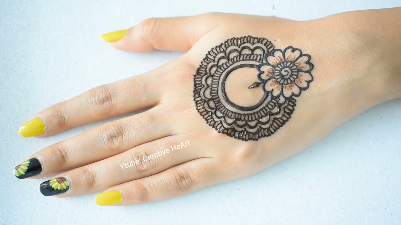 Easy mandala mehndi design for beginners back hand by creative heart |  Videos