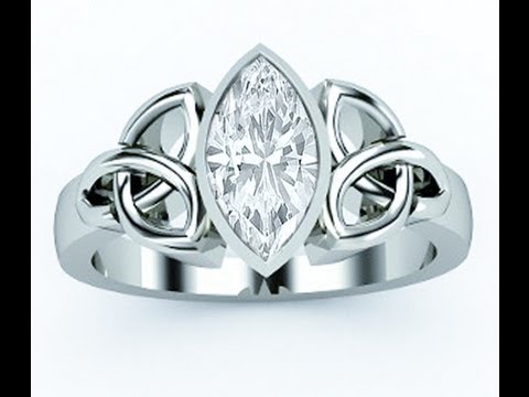 ES836MQ Triquetra Celtic Solitaire Marquise Diamond Engagement Ring bezel set