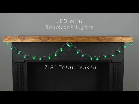 20-Count Green LED Mini St Patrick's Day Shamrock Lights - 7ft Clear Wire | Northlight HA28743
