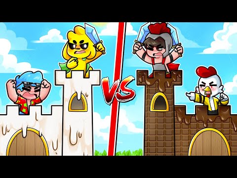 CASTILLO SEGURO de LECHE vs. CASTILLO SEGURO de CHOCOLATE 🏰🥛🍫 MINECRAFT CASTILLO vs CASTILLO