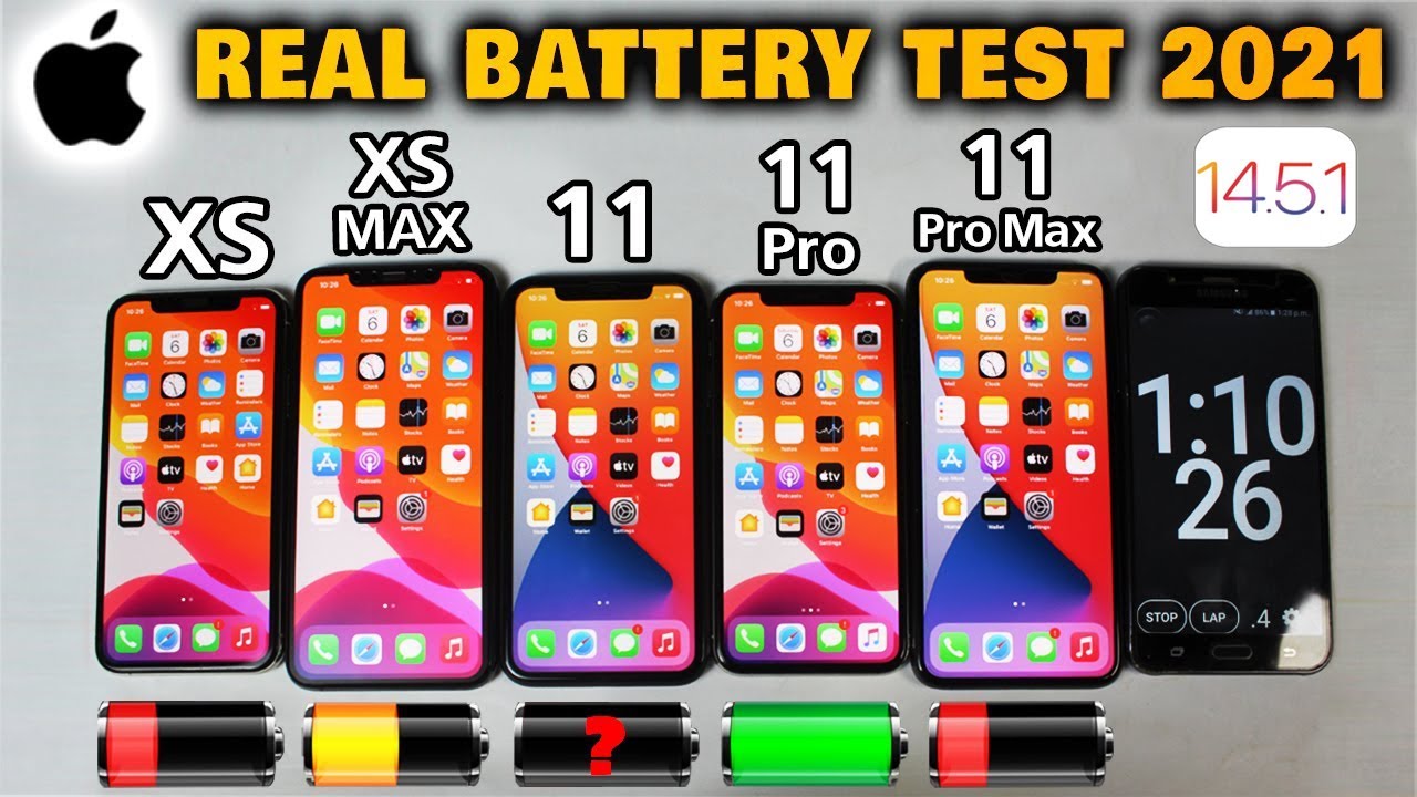 IOS 14.5 Battery Test | iPhone XS vs XS Max vs iPhone 11 vs iPhone 11 Pro vs iPhone 11 Pro Max 2021!