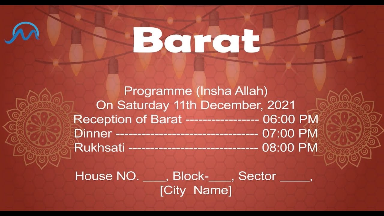 Wedding Invitation Card -  CODE-001