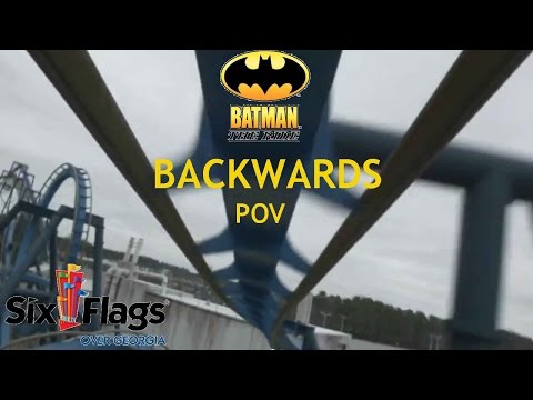 On-ride point of view of Batman The Ride