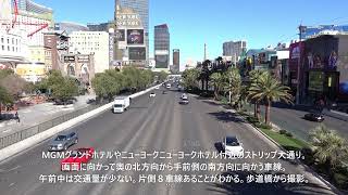 片側８車線のストリップ大通りも、午前中はこんなにすいている。