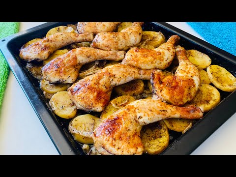 Pollo al Horno Asado con Patatas y Cebolla - Receta Fácil y Económica