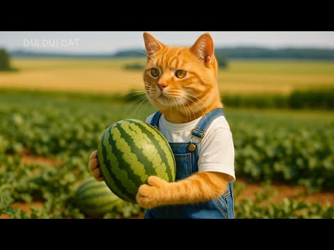 🍉 The Orange Cat Farmer’s Peaceful Life in the Countryside! 🐾 #cat #funnycats #funny #cute