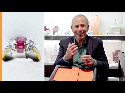 0.87ct Burmese Ruby and 0.94ct Diamond, 18ct Yellow Gold Trilogy Ring - Contemporary (2019)