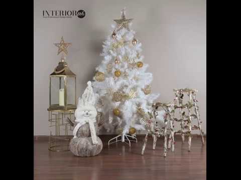 Pvc white pine artificial christmas tree with cones, size: 6...