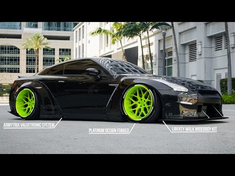 Liberty Walk Bagged Nissan GTR Black Edition! (4K) | XN WORKS