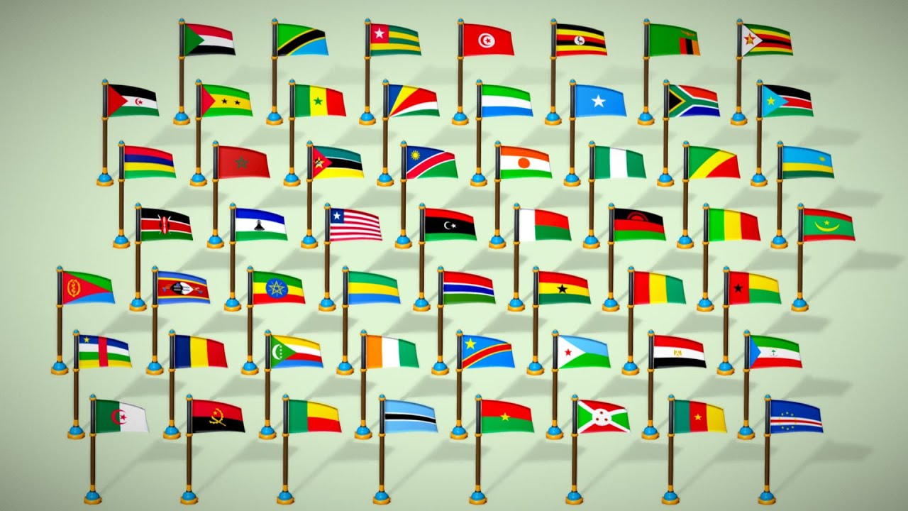 Africa Countries Flags Pack Toon Style Low Poly Pack 3D Model