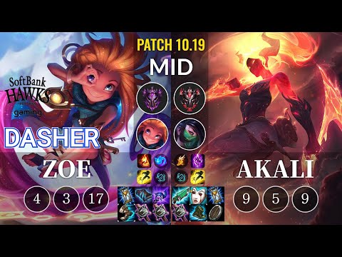 SHG Dasher Zoe vs Akali Mid - KR Patch 10.19