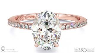 264. Rose gold hidden halo oval diamond engagement ring Cape Diamonds