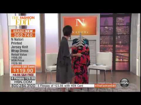 N Natori Printed Jersey Knit Wrap Dress