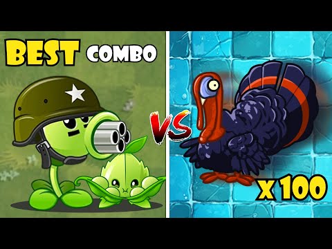 All Premium And Free Pair Plants Vs 100 Zombie Turkey - PvZ 2 Challenge
