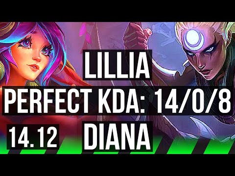 LILLIA vs DIANA (JGL) | 14/0/8, 69% winrate, Legendary, 7 solo kills | EUNE Grandmaster | 14.12