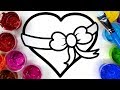 Coloring Pretty Heart Painting Page, Children can Learn to Color with Paint💜 (4K)
