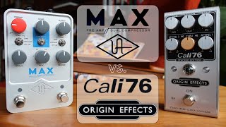 Video thumbnail for UAFX Max vs Origin Effects Cali76 Compressor Pedal Shootout! by GuitarPedalHub