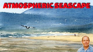 Capturing atmosphere in a seascape. Full watercolour sea painting to copy. Loose watercolor painting