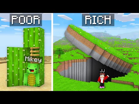 Mikey POOR Secret Base vs JJ RICH Secret House Battle in Minecraft - Maizen