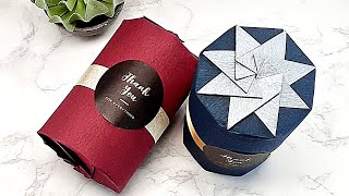 GIFT BOX WRAPPING IDEAS | CYLINDRICAL GIFT PACKAGING | ROUND BOX PACKING | I.Sasaki